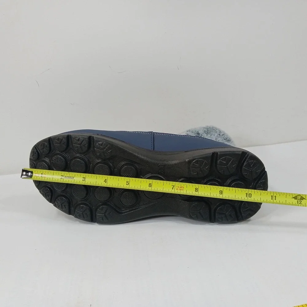 Navy Blue Quilted Faux Fur Lined Winter Ankle Boots Slip On Snow‎ Boots